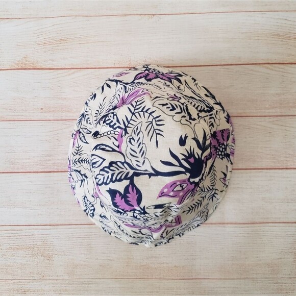 Hat Attack Printed Floral Bucket Hat 100% Cotton Reversible Blue One Size Summer - Picture 2 of 7